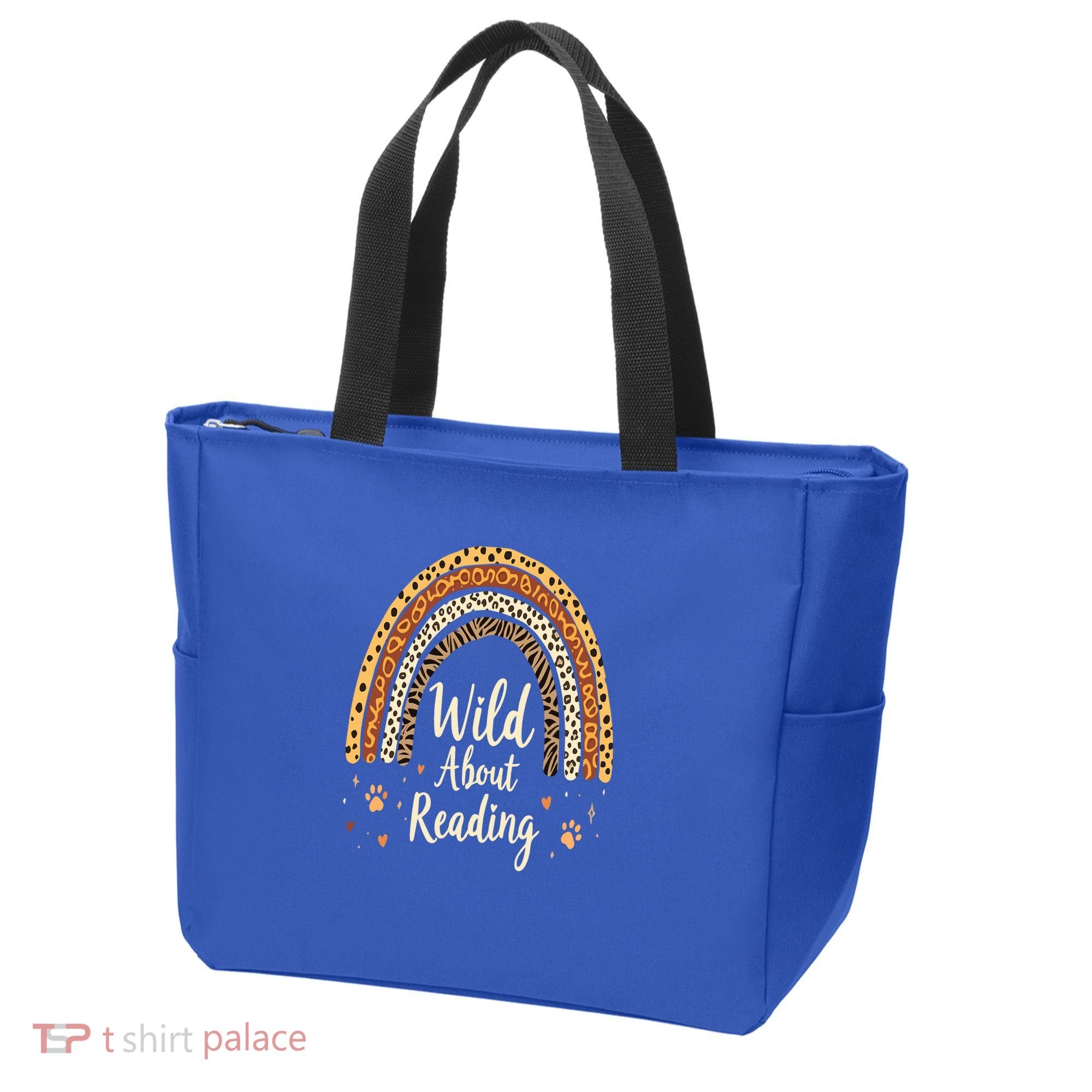 Wild About Reading Teacher Back to School Rainbow Tote Bag