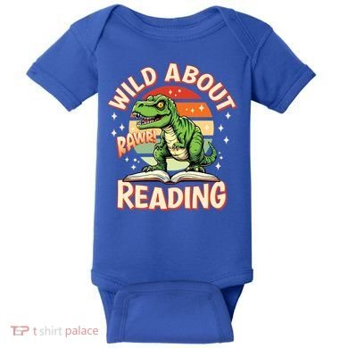 Wild About Reading T Rex Design For Teachers And Students Great Gift Baby Bodysuit
