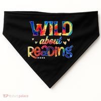 Wild About Reading Tie Dye Reading Books Funny USA-Made Doggie Bandana thumb 0
