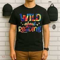 Wild About Reading Tie Dye Reading Books Funny T-Shirt thumb 6