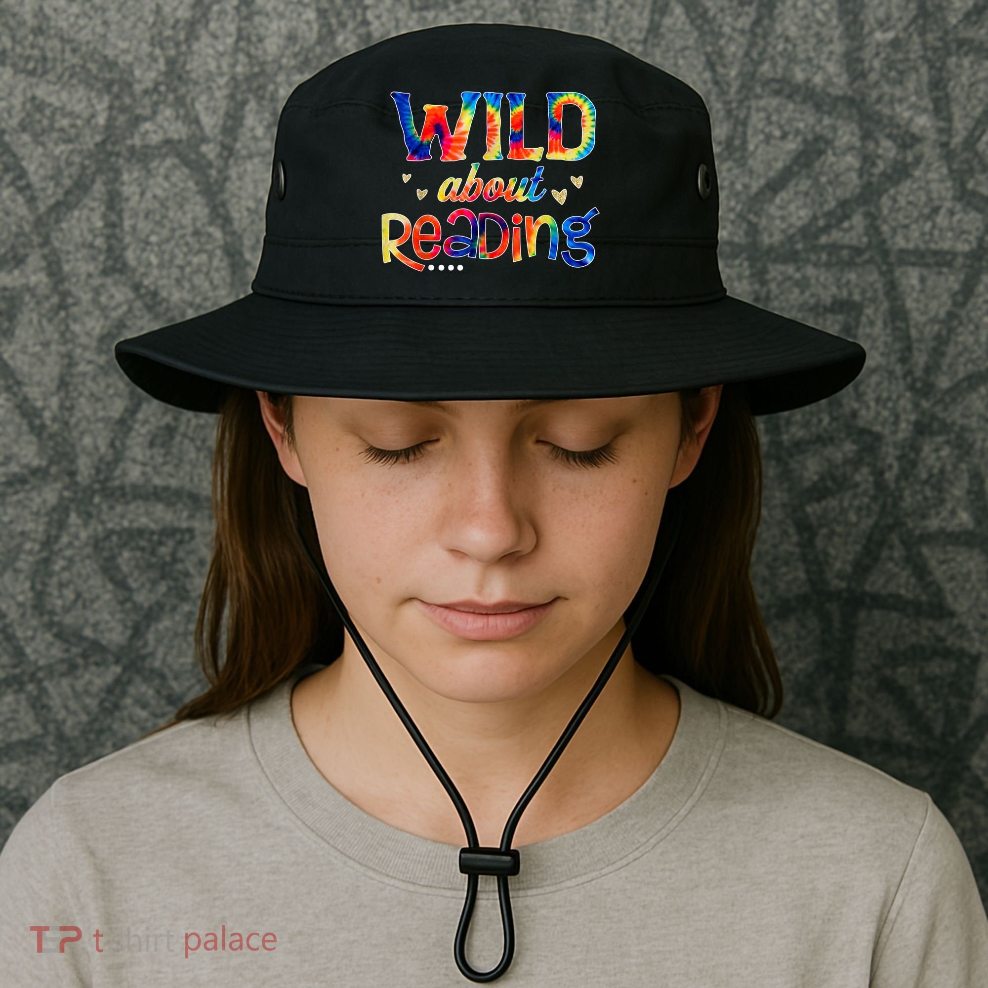 Wild About Reading Tie Dye Reading Books Funny Bucket Hat