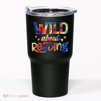 Wild About Reading Tie Dye Reading Books Funny Tumbler thumb 0