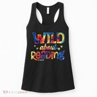 Wild About Reading Tie Dye Reading Books Funny Women's Tank Top thumb 0
