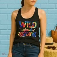 Wild About Reading Tie Dye Reading Books Funny Women's Tank Top thumb 2