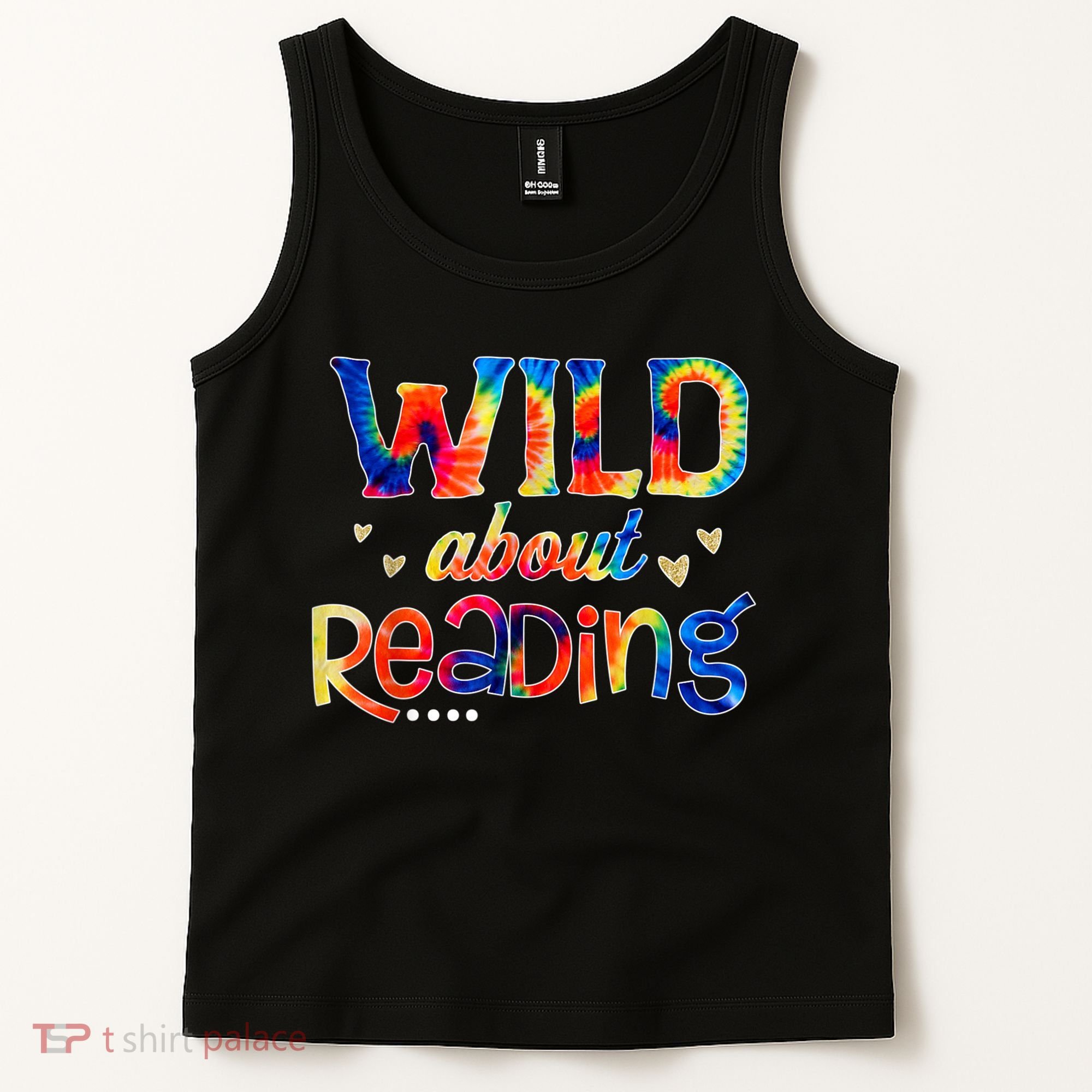 Wild About Reading Tie Dye Reading Books Funny Tank Top