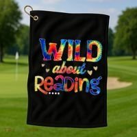 Wild About Reading Tie Dye Reading Books Funny Golf Towel thumb 1