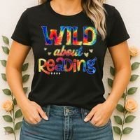 Wild About Reading Tie Dye Reading Books Funny Women's T-Shirt thumb 2