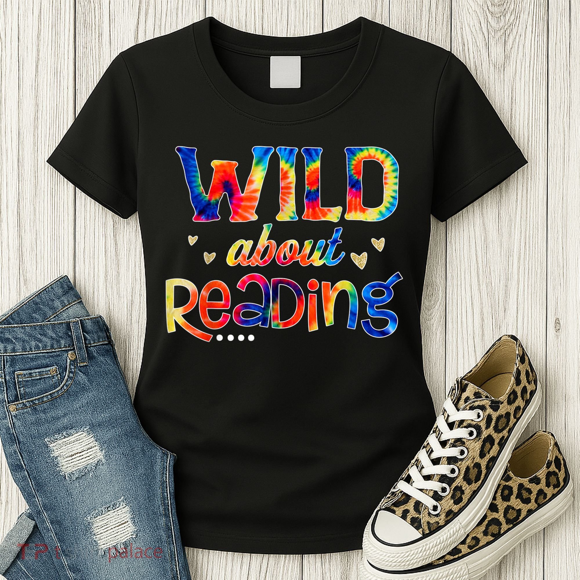 Wild About Reading Tie Dye Reading Books Funny Women's T-Shirt