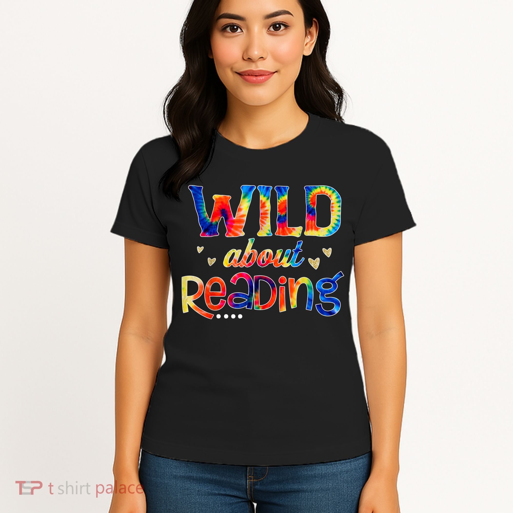 Wild About Reading Tie Dye Reading Books Funny Women's T-Shirt