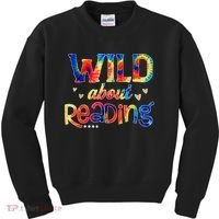 Wild About Reading Tie Dye Reading Books Funny Kids Sweatshirt thumb 0