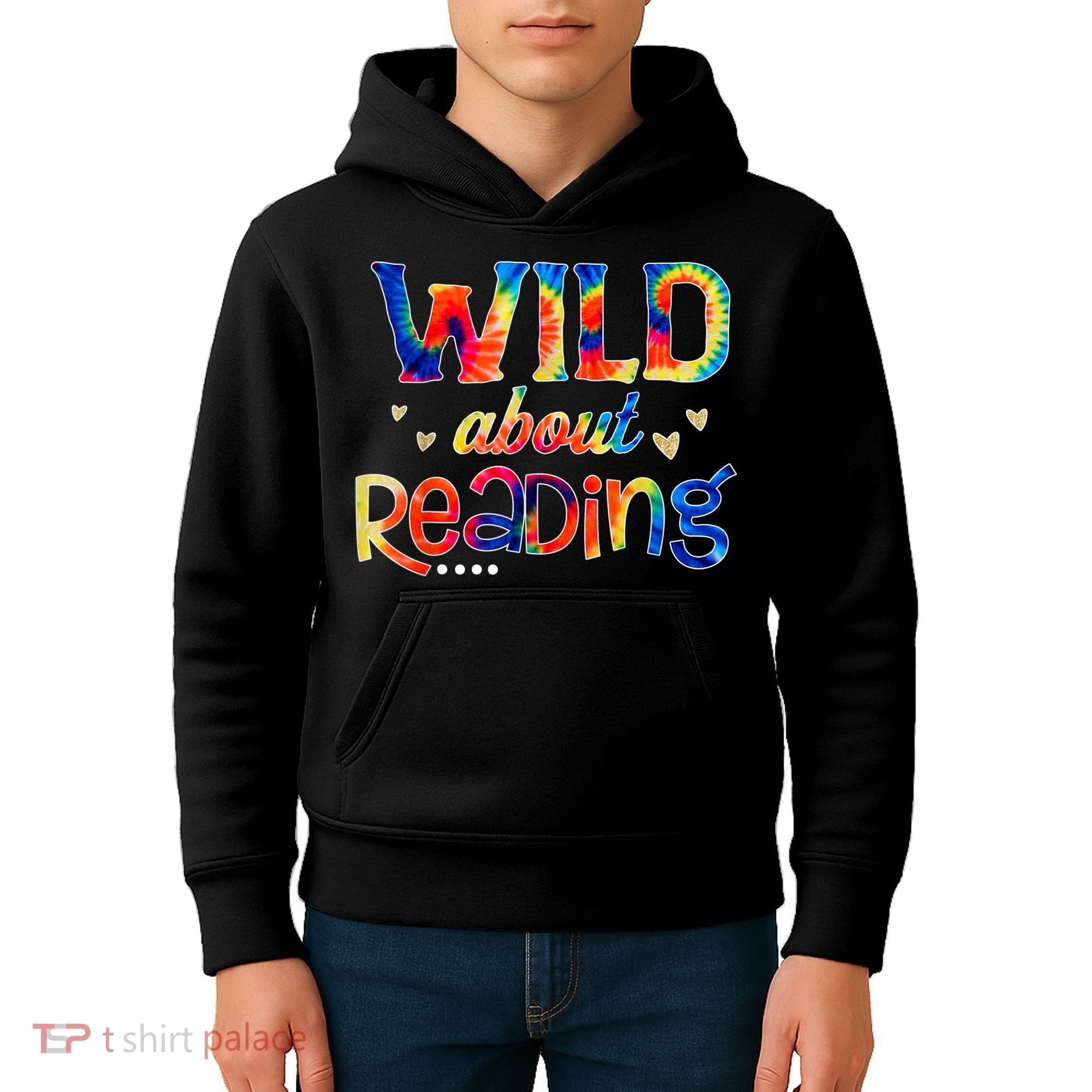 Wild About Reading Tie Dye Reading Books Funny Kids Hoodie