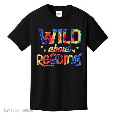 Wild About Reading Tie Dye Reading Books Funny Kids T-Shirt