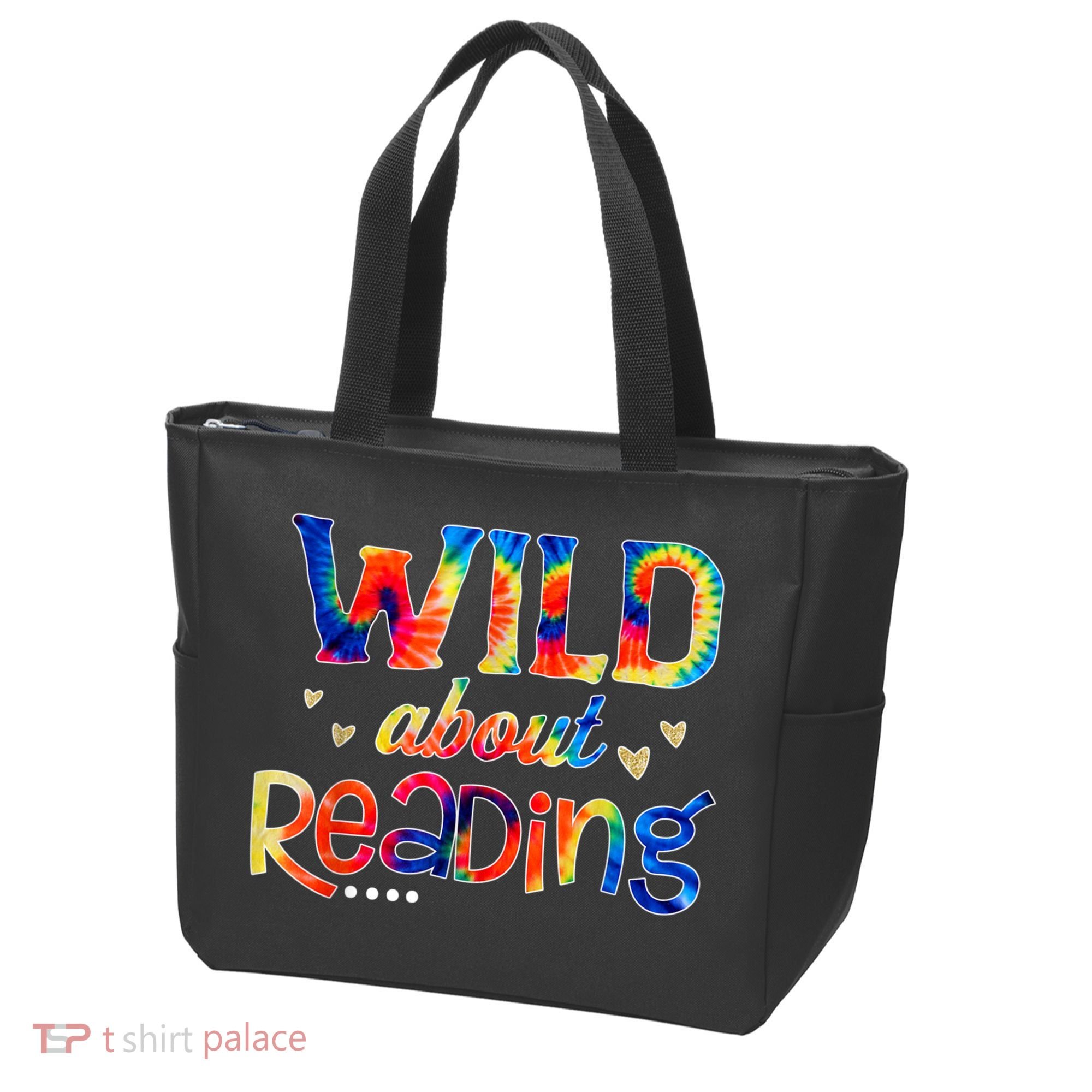 Wild About Reading Tie Dye Reading Books Funny Tote Bag