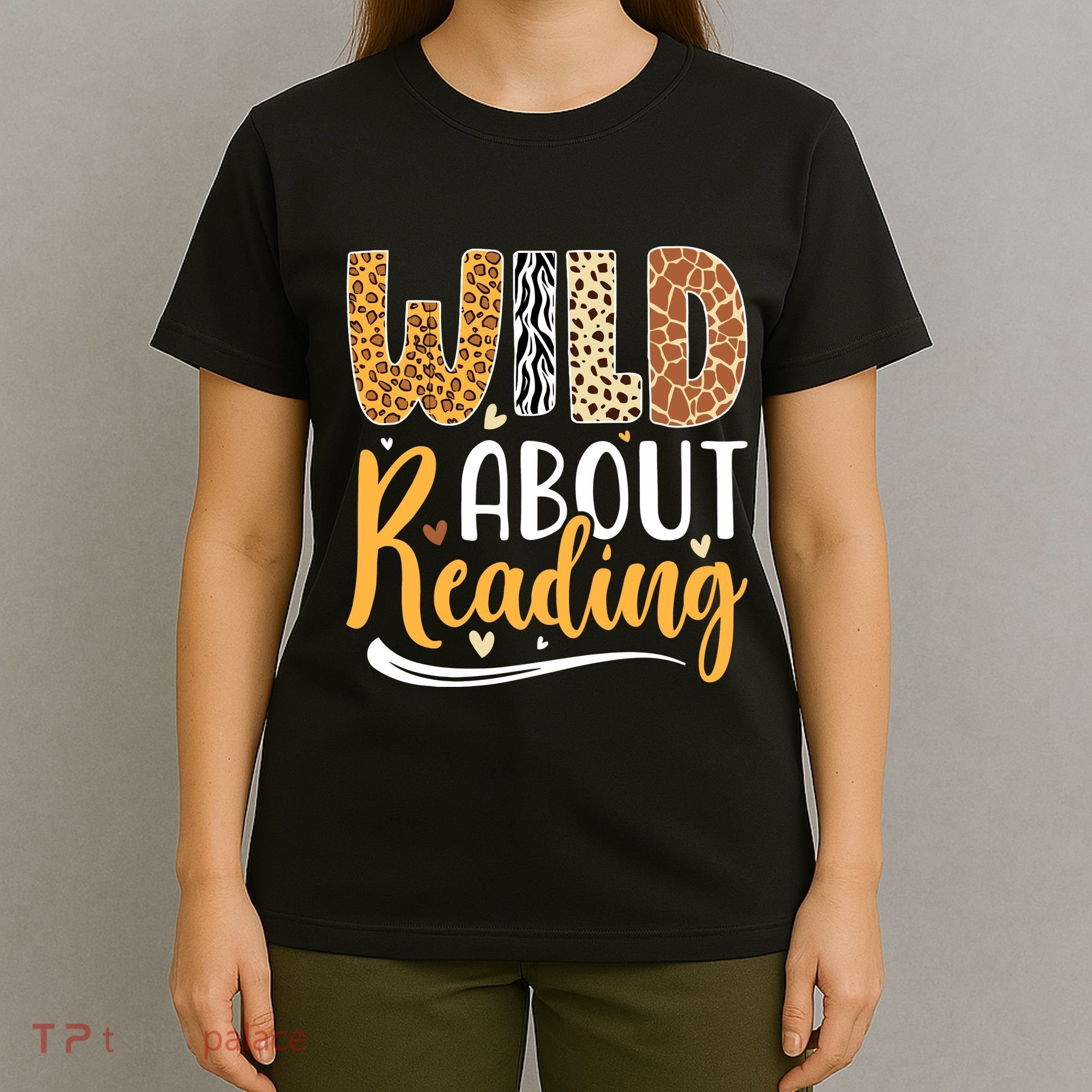 Wild About Reading Books Readers Lovers Bookworm Library Day T-Shirt
