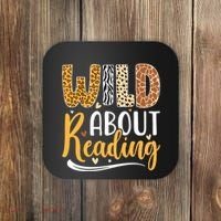 Wild About Reading Books Readers Lovers Bookworm Library Day Coaster thumb 0