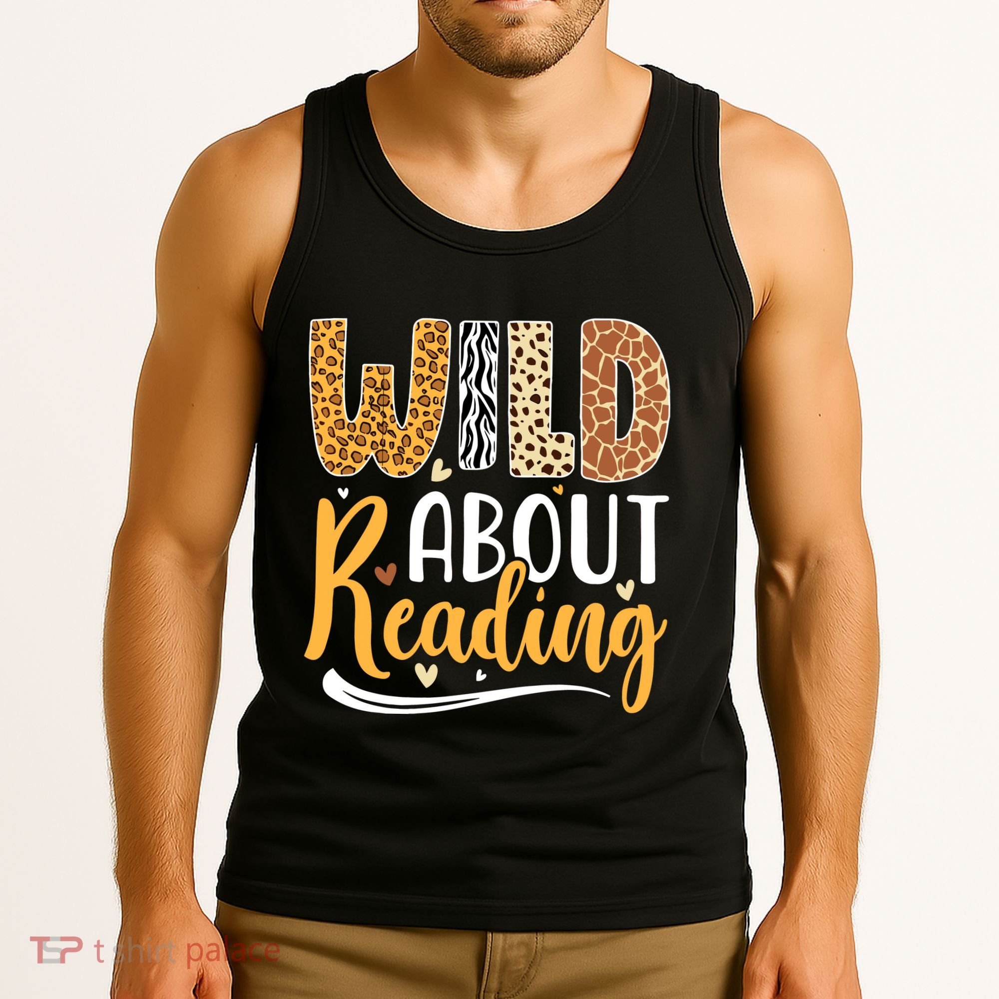 Wild About Reading Books Readers Lovers Bookworm Library Day Tank Top