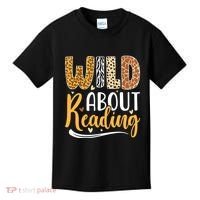 Wild About Reading Books Readers Lovers Bookworm Library Day Kids T-Shirt thumb 0