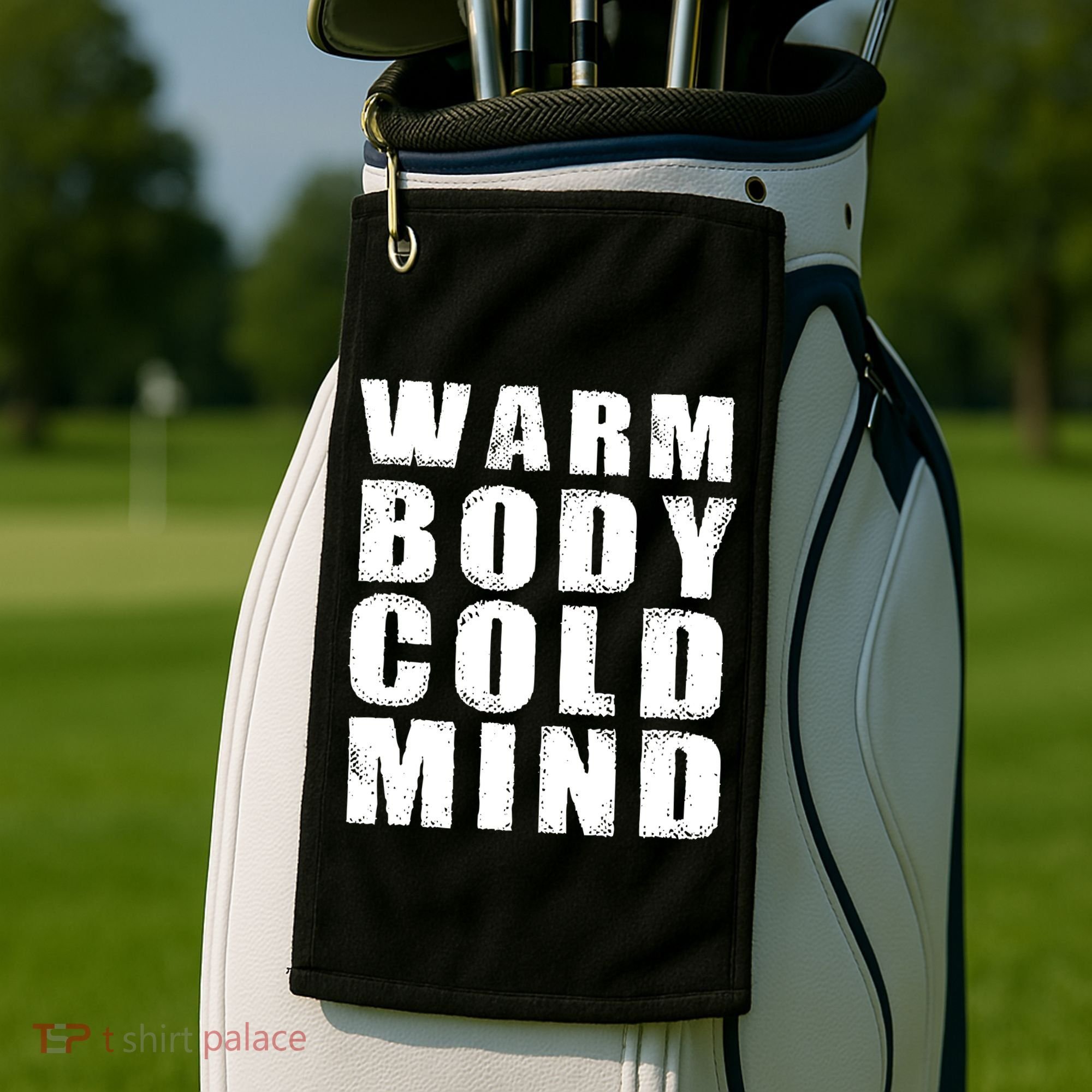 Warm Body Cold Mind Baseball Spring Training Quote Golf Towel