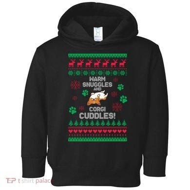 Warm Snuggles And Corgi Cuddles Ugly Sweater Toddler Hoodie