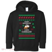 Warm Snuggles And Corgi Cuddles Ugly Sweater Toddler Hoodie thumb 0
