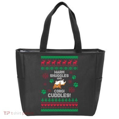Warm Snuggles And Corgi Cuddles Ugly Sweater Tote Bag