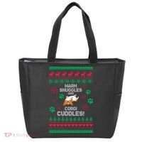 Warm Snuggles And Corgi Cuddles Ugly Sweater Tote Bag thumb 0