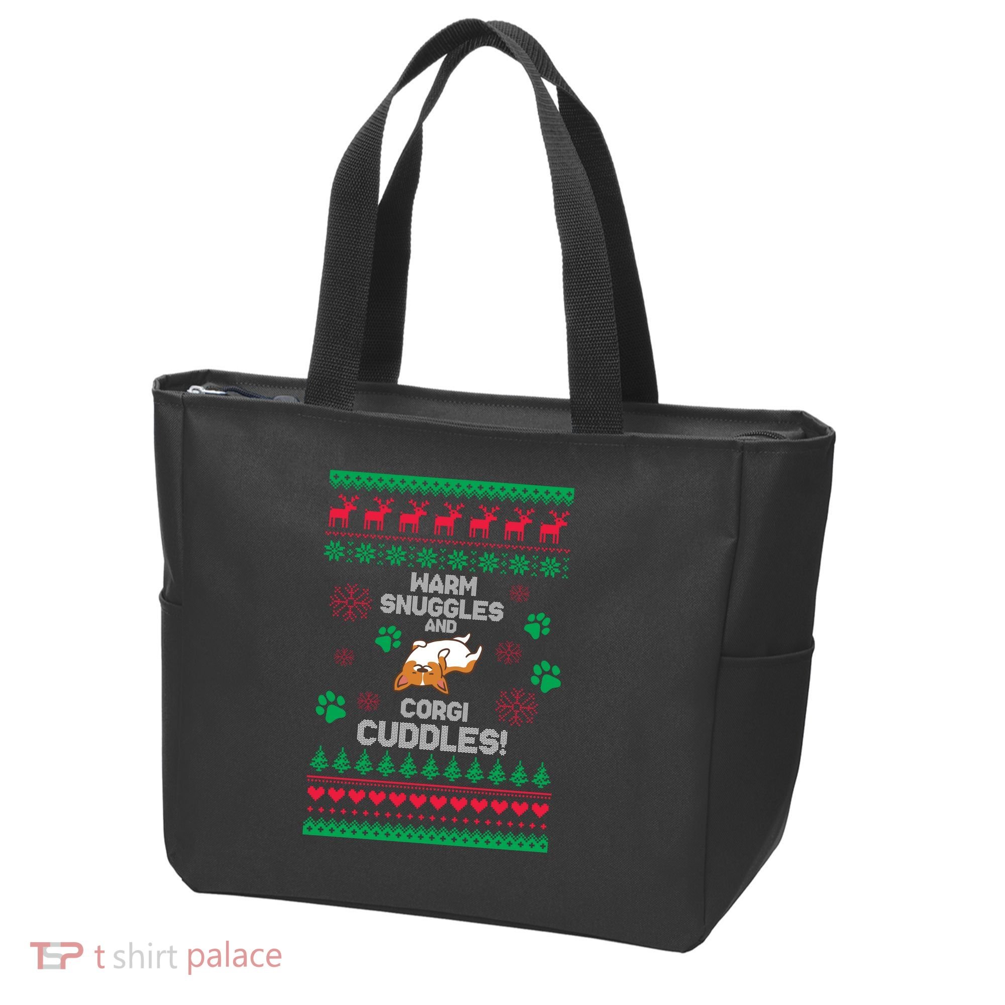 Warm Snuggles And Corgi Cuddles Ugly Sweater Tote Bag