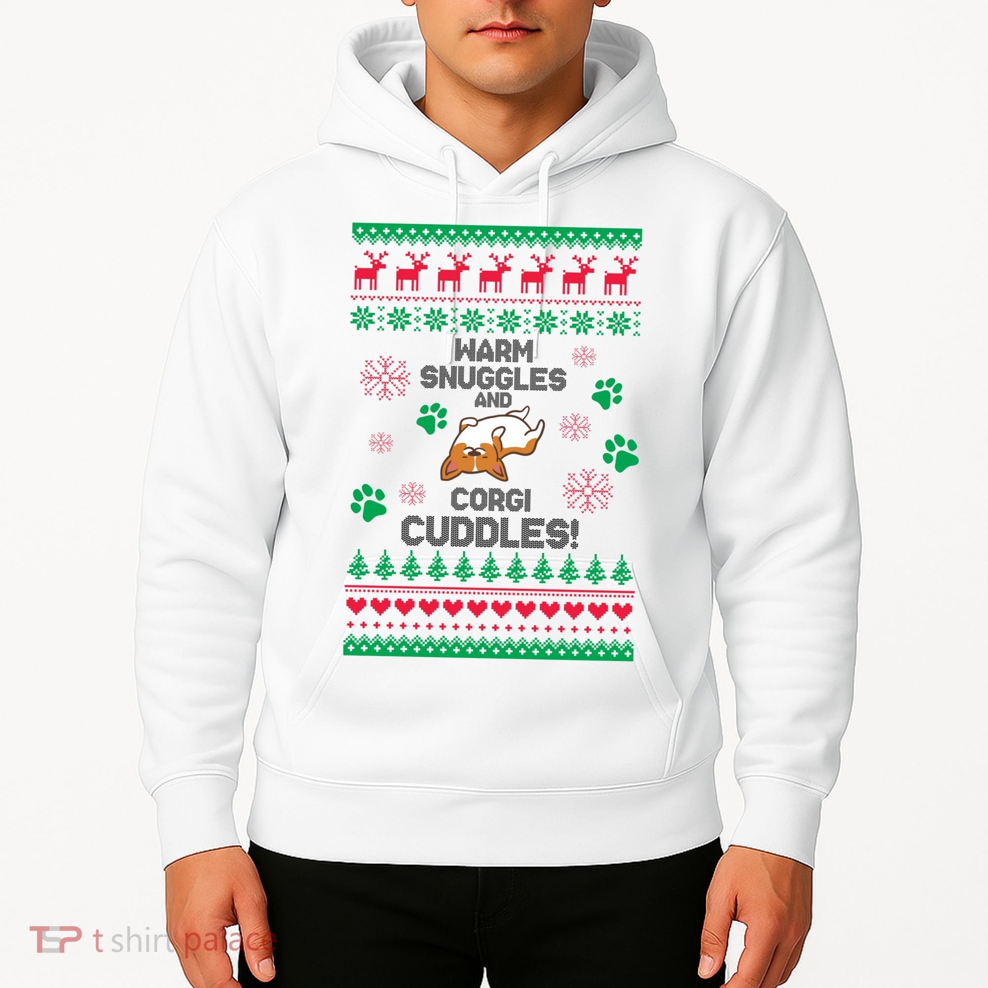 Warm Snuggles And Corgi Cuddles Ugly Sweater Hoodie