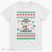 Warm Snuggles And Corgi Cuddles Ugly Sweater T-Shirt thumb 0
