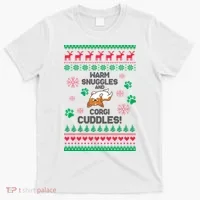Warm Snuggles And Corgi Cuddles Ugly Sweater T-Shirt thumb 0