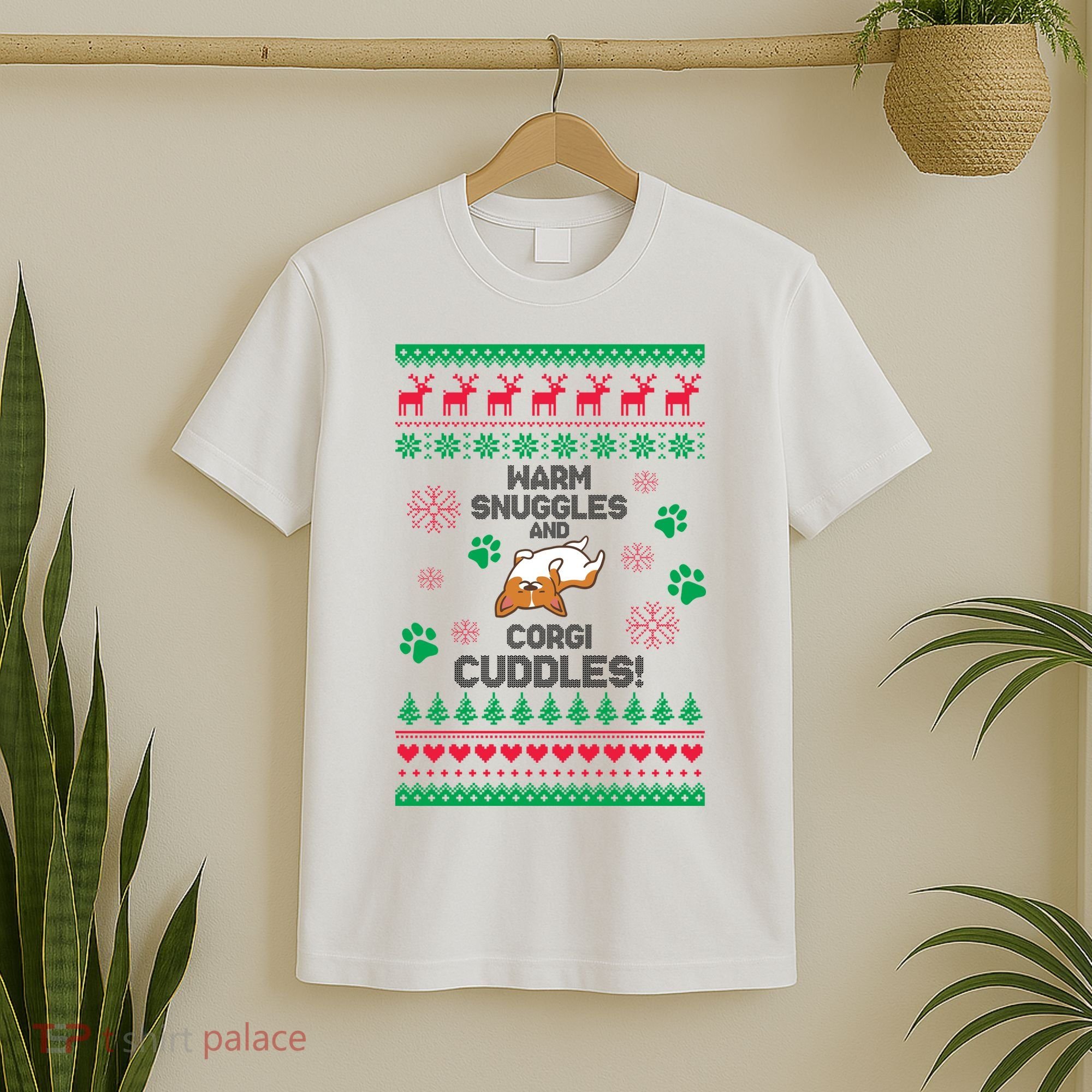 Warm Snuggles And Corgi Cuddles Ugly Sweater T-Shirt