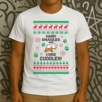 Warm Snuggles And Corgi Cuddles Ugly Sweater T-Shirt thumb 3