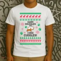 Warm Snuggles And Corgi Cuddles Ugly Sweater T-Shirt thumb 3