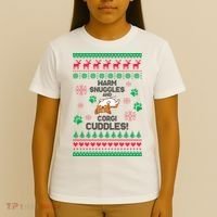 Warm Snuggles And Corgi Cuddles Ugly Sweater T-Shirt thumb 4