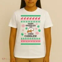 Warm Snuggles And Corgi Cuddles Ugly Sweater T-Shirt thumb 4