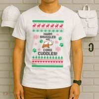 Warm Snuggles And Corgi Cuddles Ugly Sweater T-Shirt thumb 6