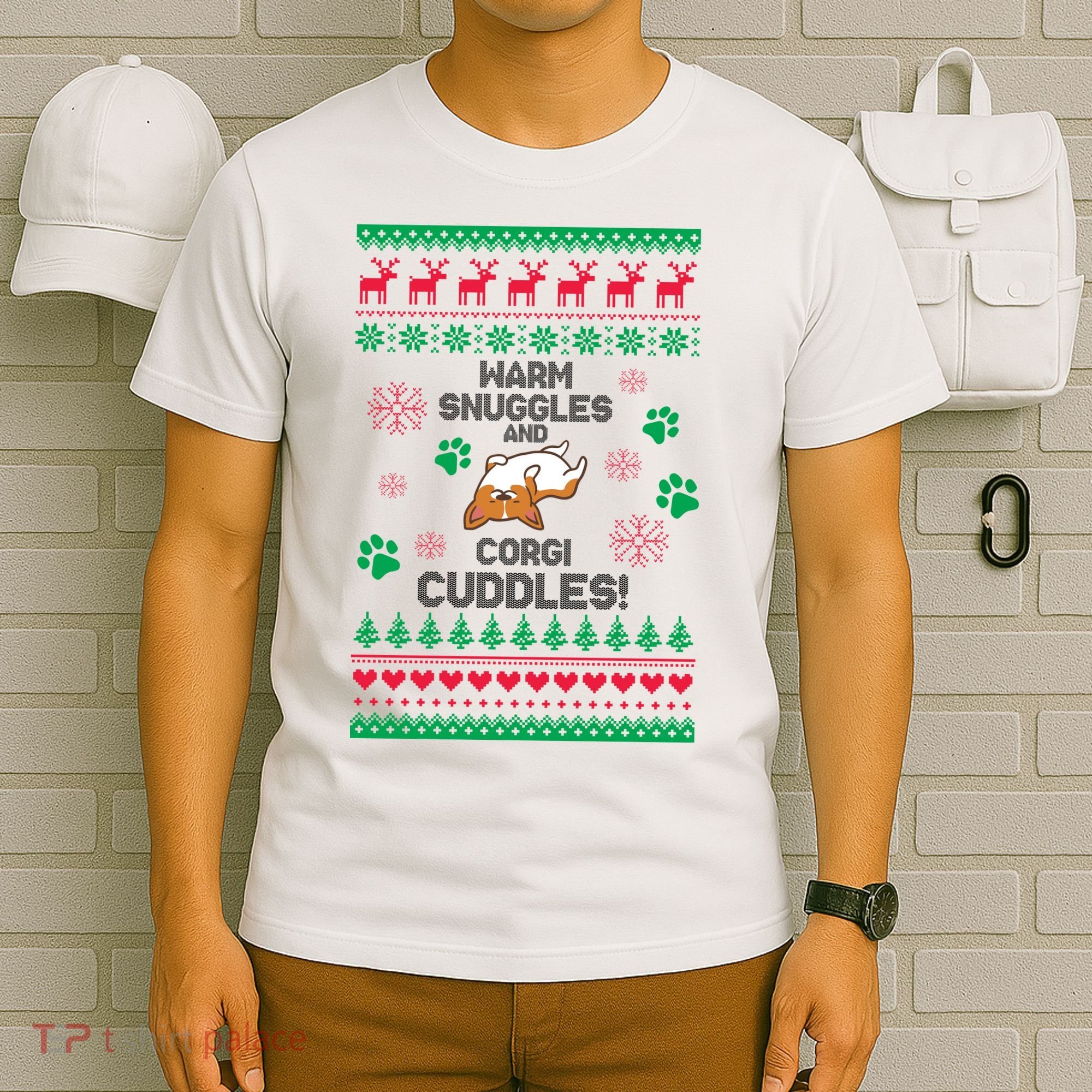 Warm Snuggles And Corgi Cuddles Ugly Sweater T-Shirt