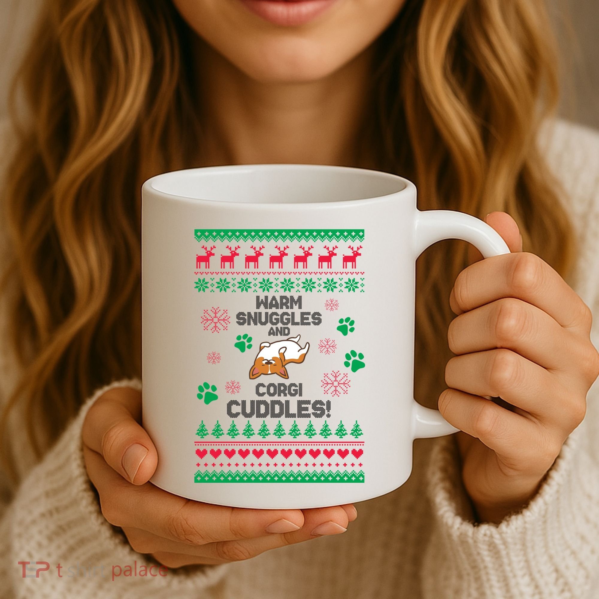 Warm Snuggles And Corgi Cuddles Ugly Sweater Coffee Mug