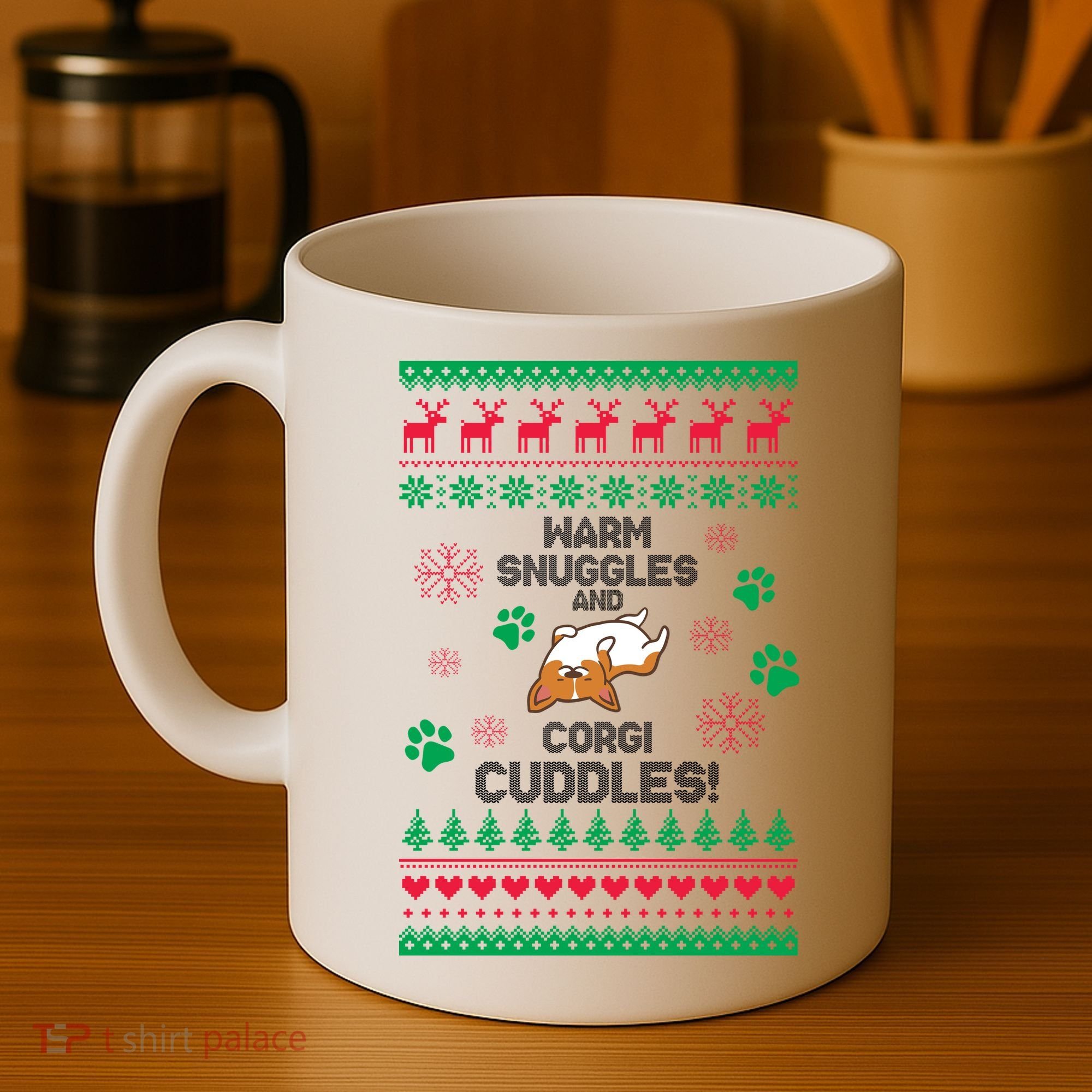 Warm Snuggles And Corgi Cuddles Ugly Sweater Coffee Mug