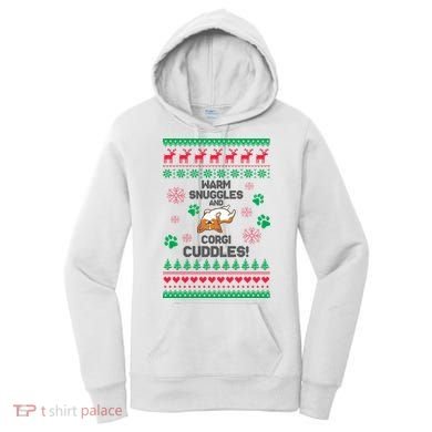 Warm Snuggles And Corgi Cuddles Ugly Sweater Women's Hoodie