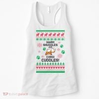 Warm Snuggles And Corgi Cuddles Ugly Sweater Women's Tank Top thumb 0