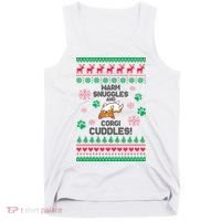 Warm Snuggles And Corgi Cuddles Ugly Sweater Tank Top thumb 0