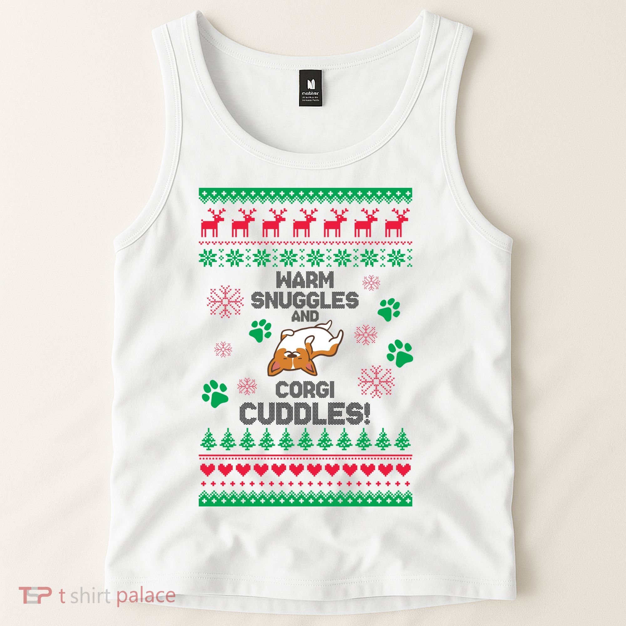 Warm Snuggles And Corgi Cuddles Ugly Sweater Tank Top