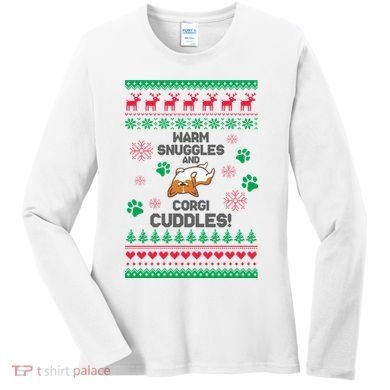 Warm Snuggles And Corgi Cuddles Ugly Sweater Women's Long Sleeve Shirt