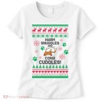 Warm Snuggles And Corgi Cuddles Ugly Sweater Women's T-Shirt thumb 0
