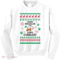 Warm Snuggles And Corgi Cuddles Ugly Sweater Kids Sweatshirt thumb 0
