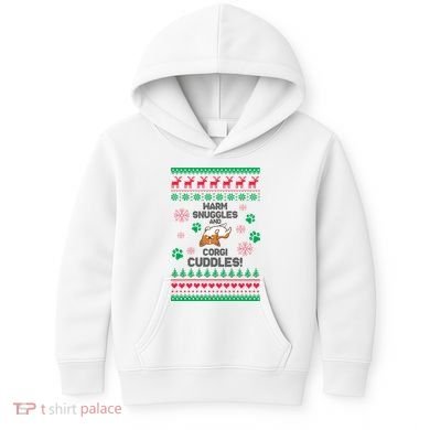 Warm Snuggles And Corgi Cuddles Ugly Sweater Kids Hoodie