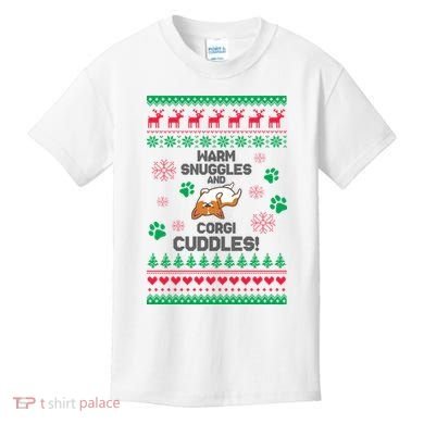 Warm Snuggles And Corgi Cuddles Ugly Sweater Kids T-Shirt