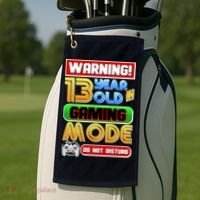Warning 13 Year Old In Gaming Mode Birthday Golf Towel thumb 2