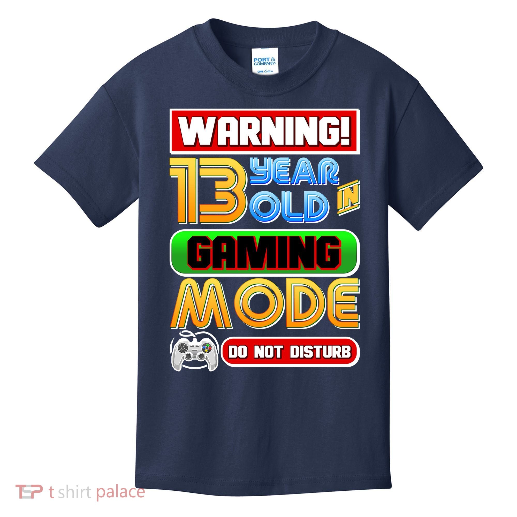 Warning 13 Year Old In Gaming Mode Birthday Kids T-Shirt